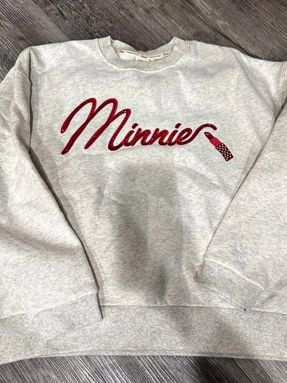 Disney Minnie Mouse Crystals by Swarovski Sweatshirt Gray & Red Medium